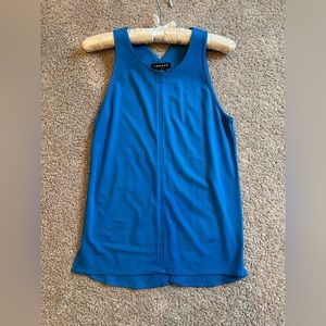 Trouve blue tank with split back high low detail size XS